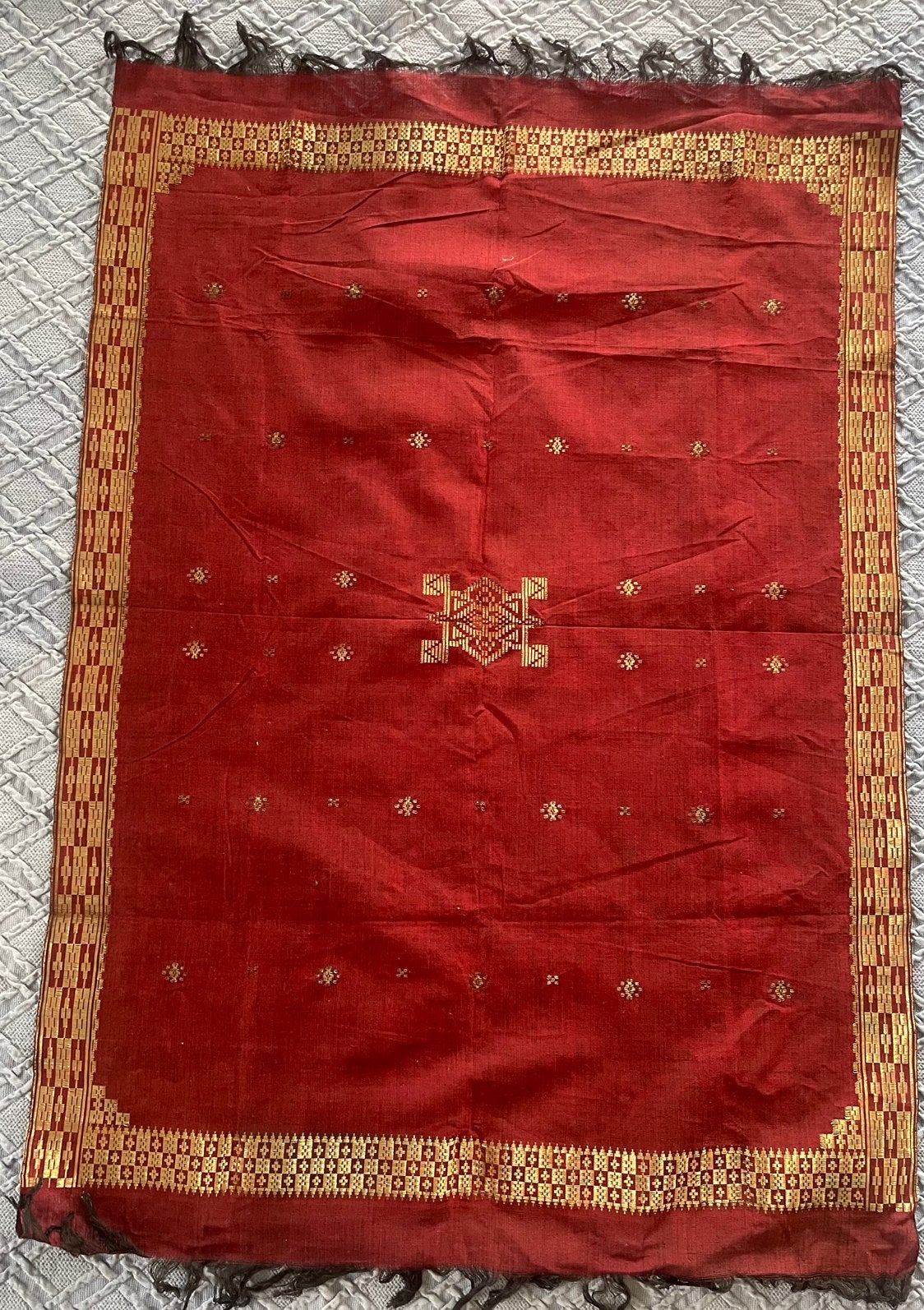Zijde Songket Wandkleed - Indonesië Handgeweven (88x62cm), Ophalen of Verzenden