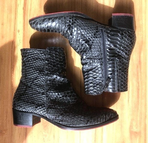 Prachtige Italiaanse laarsjes kroko-leer zwart rood mt 39, Kleding | Dames, Ophalen, Zwart, Lattanzi, Lage of Enkellaarzen