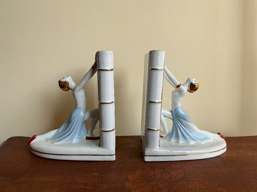 Vintage Art Deco Porcelain Bookends Keralouve Model 1980, Antiek en Kunst, Ophalen