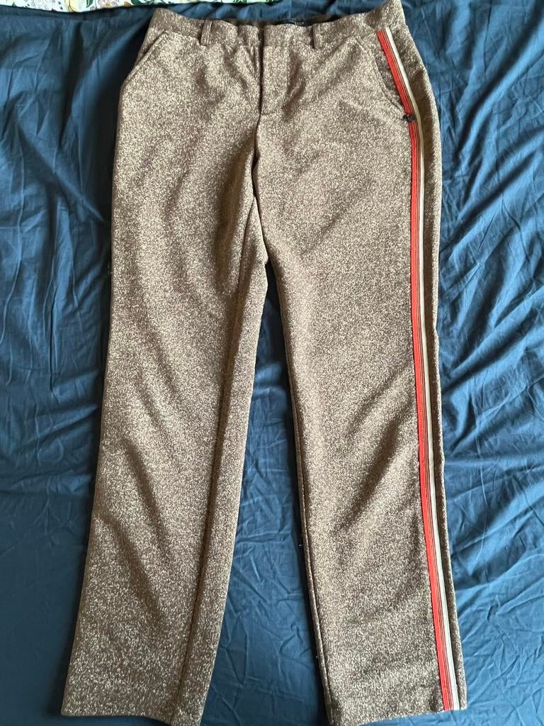 Bruine broek met streep aan de zijkant, Bruin, Ophalen of Verzenden, Zo goed als nieuw, Maat 36 (S)
