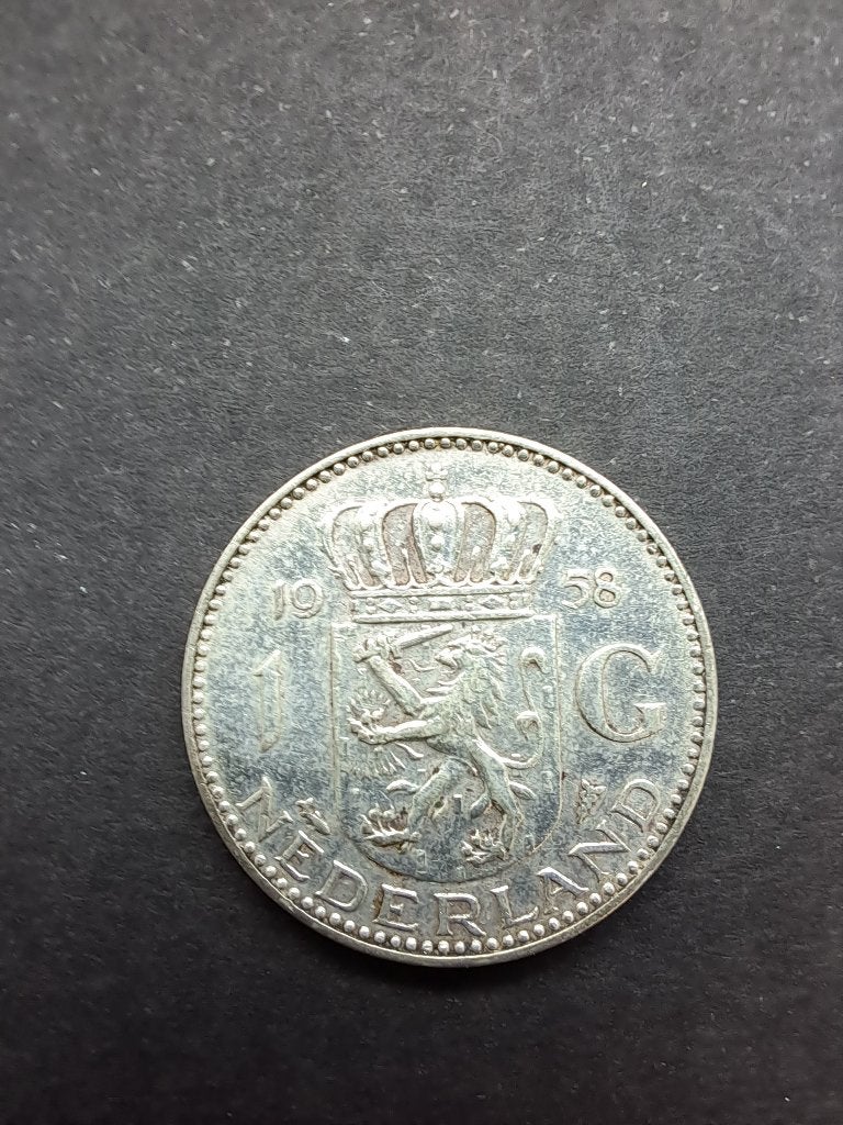Gulden 1958 Juliana zilver, 1 gulden, Koningin Juliana, Zilver, Ophalen of Verzenden