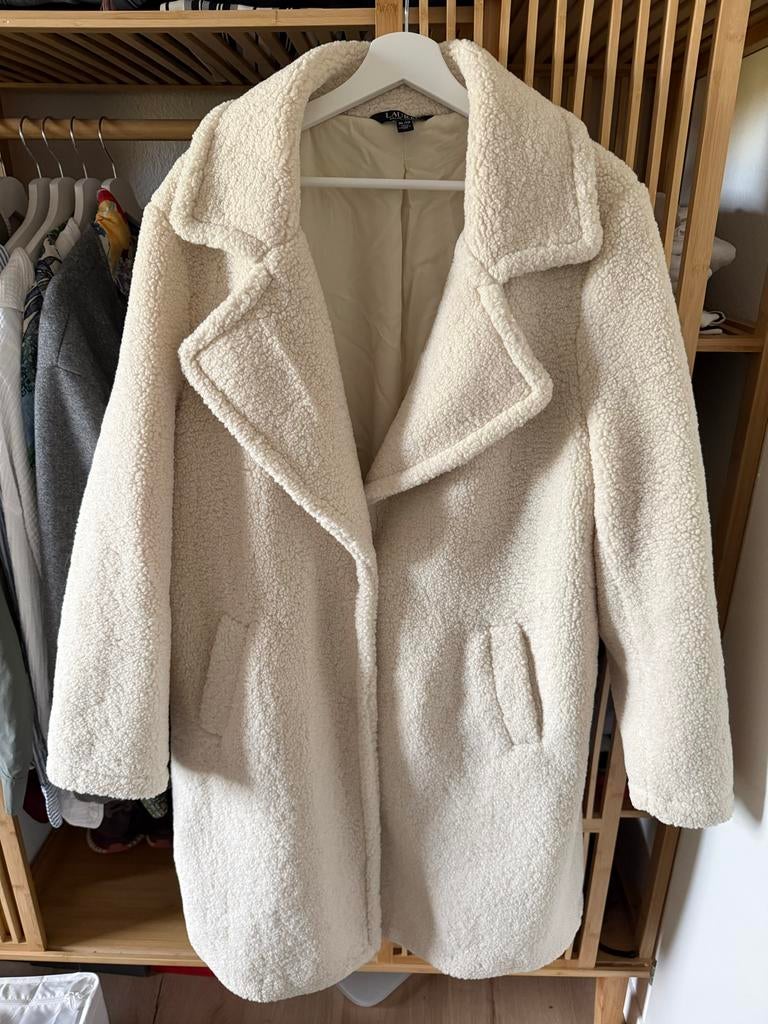 Lauren Ralph Lauren Crème Teddy Jas Maat XL, Kleding | Dames, Jassen | Winter, Ophalen of Verzenden, Zo goed als nieuw, Maat 46/48 (XL) of groter