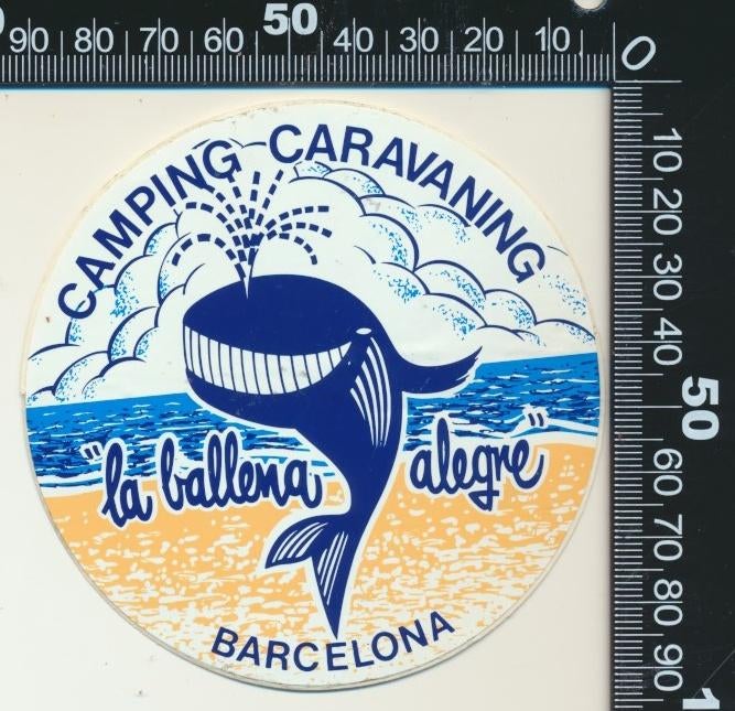 Sticker: Camping Caravaning La Ballena Alegre - Barcelone, Ophalen of Verzenden, Zo goed als nieuw, Bedrijf of Vereniging