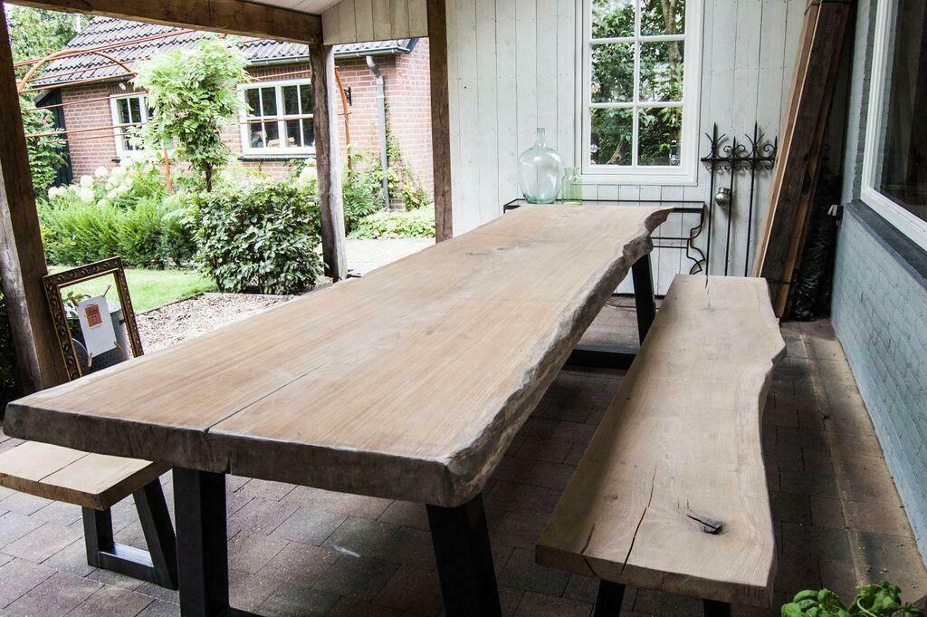 Foto 2 van Boomstamtafel, Boomstam tafel, Eiken Boomstamtafel