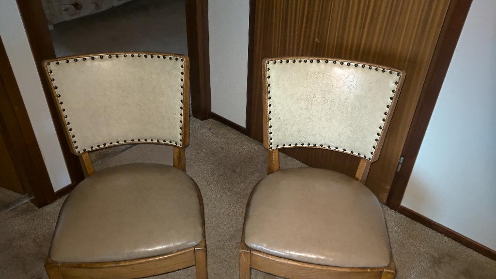 vintage stoelen, jaren 60, Huis en Inrichting, Stoelen, Ophalen, Bruin, Vier, Overige materialen