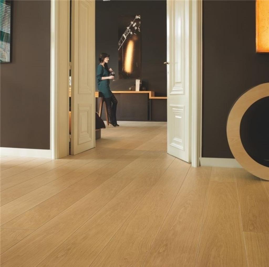 Waterbestendig Laminaat Eik Natuur Vernist 9mm dik 4V, Bruin, 75 m² of meer, Nieuw, Waterbestendig laminaat natuur eiken