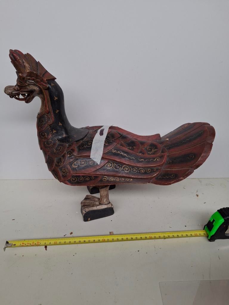 2 Oosterse Houten Beelden van een Vogel (Garuda), Antiek en Kunst, Kunst | Niet-Westerse kunst, Ophalen of Verzenden