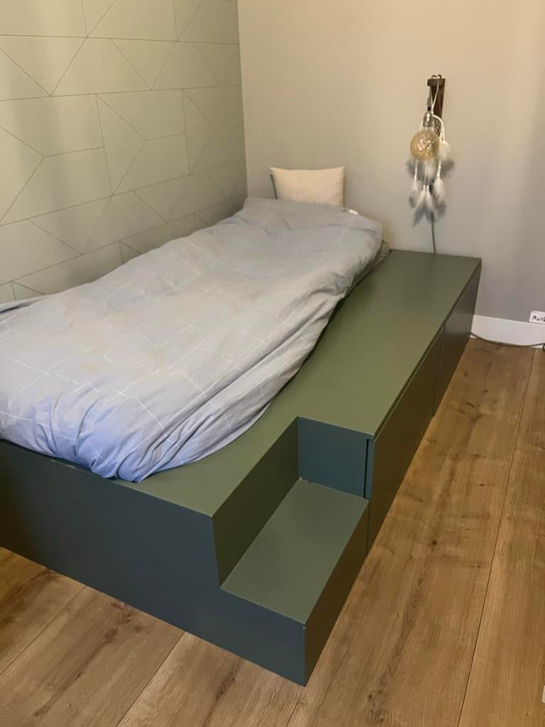 Kinderbed 80x200 met lades (nagemaakt model Stage VT wonen), Ophalen, Gebruikt, 70 tot 85 cm, Lattenbodem