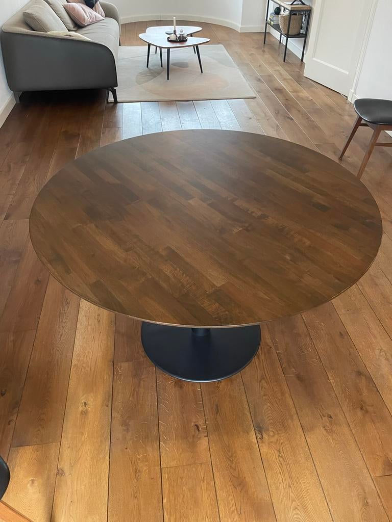 Ronde houten eettafel blad, Gebruikt, Ophalen of Verzenden, Vier personen, 100 tot 150 cm