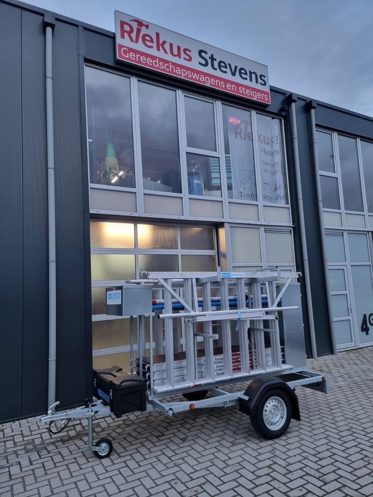 afsluitbaar steiger aanhanger met rolsteiger, Auto diversen, Aanhangers en Bagagewagens, Ophalen, Nieuw