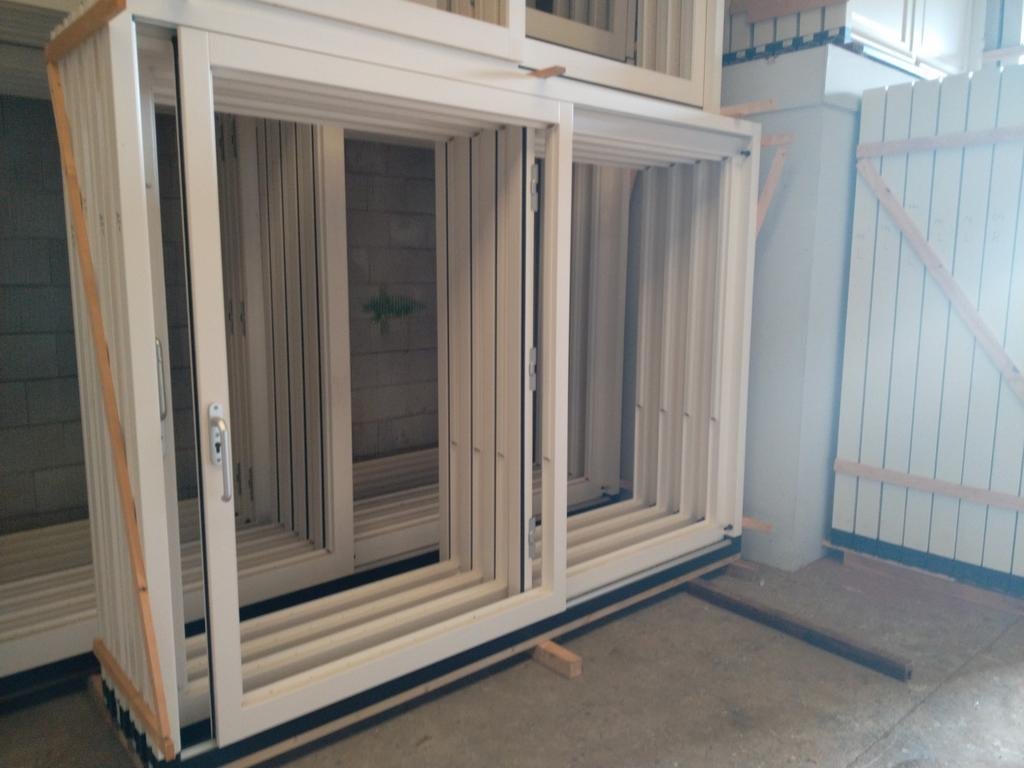 Hardhout Kozijn met 2 schuifdeuren, Doe-het-zelf en Verbouw, Kozijnen en Schuifpuien, Deurkozijn, 225 cm of meer, Nieuw, Ophalen of Verzenden