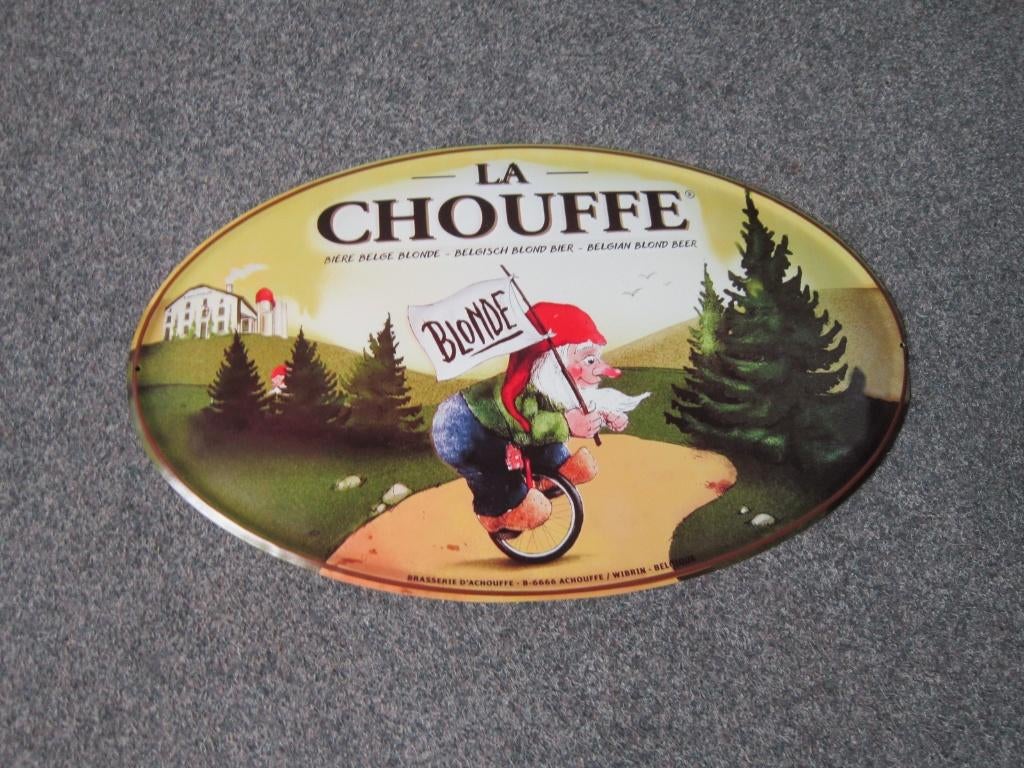 LA CHOUFFE BLIKKEN RECLAMEBORD, Verzamelen, Biermerken, Ophalen, Nieuw, Reclamebord, Plaat of Schild, Overige merken