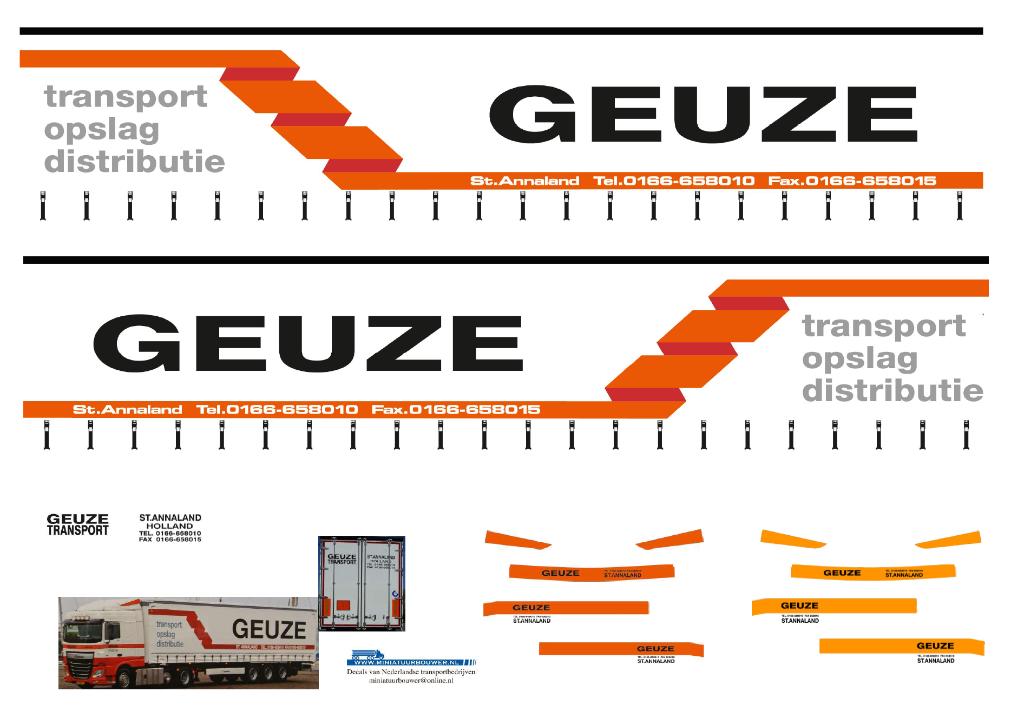 Vrachtauto decal 1:50 Geuze transport St.Annaland, Verzenden, Nieuw, Bus of Vrachtwagen, Overige merken