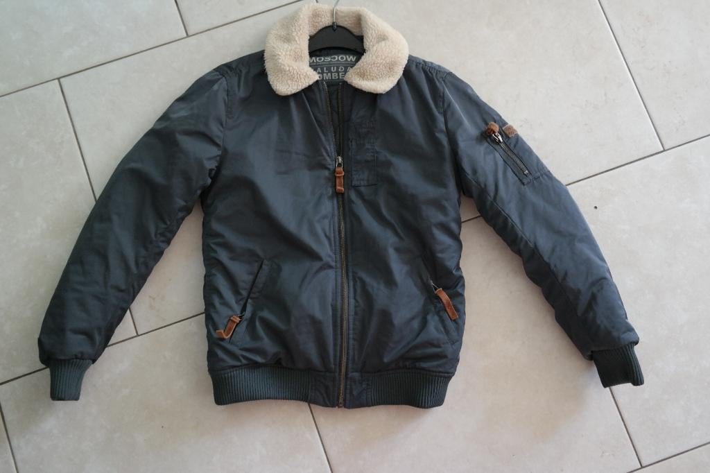 Blauwe Moscow jas mt 164 winterjas bomber model, Ophalen of Verzenden, Gebruikt, Meisje, Jas