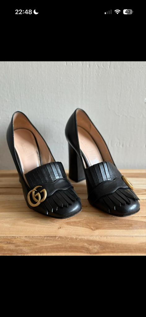 Gucci Marmont Hakken - Maat 37, Ophalen, Pumps, Zwart, Gedragen