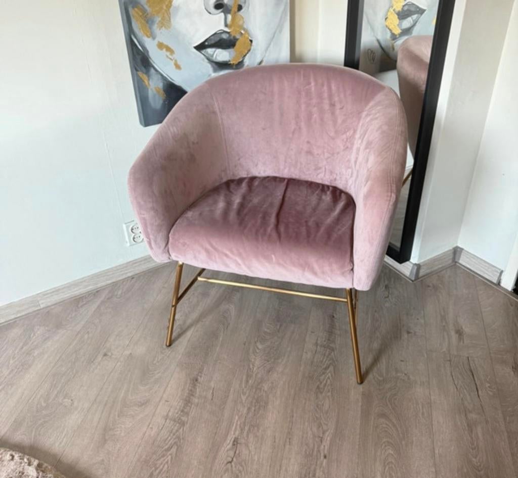 Roze Schelp Stoel, Huis en Inrichting, Fauteuils, Ophalen, Minder dan 75 cm, Zo goed als nieuw, Stof
