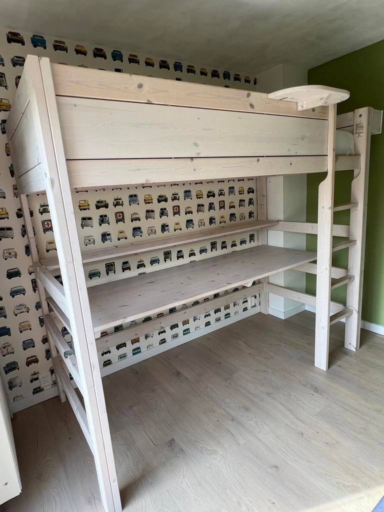 Lifetime hoogslaper met bureau, boekenplank en nachttafeltje, Ophalen, Eenpersoons, Zo goed als nieuw, 90 cm