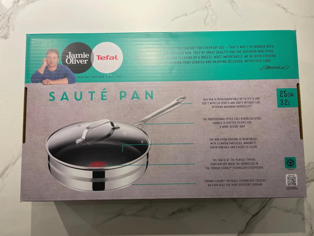 Jamie Oliver Tefal Sauteerpan - Nieuw, Huis en Inrichting, Inductieplaat, Nieuw, Ophalen of Verzenden, Rvs