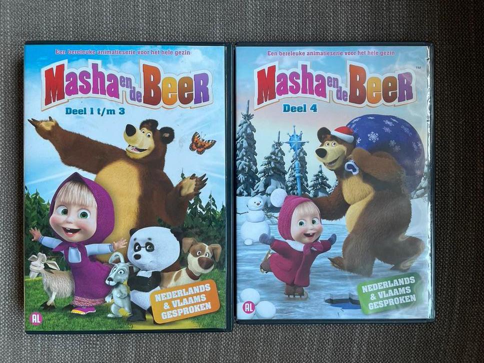 Masha en de Beer 1 t/m 4 dvd, Alle leeftijden, Boxset, Ophalen of Verzenden, Zo goed als nieuw