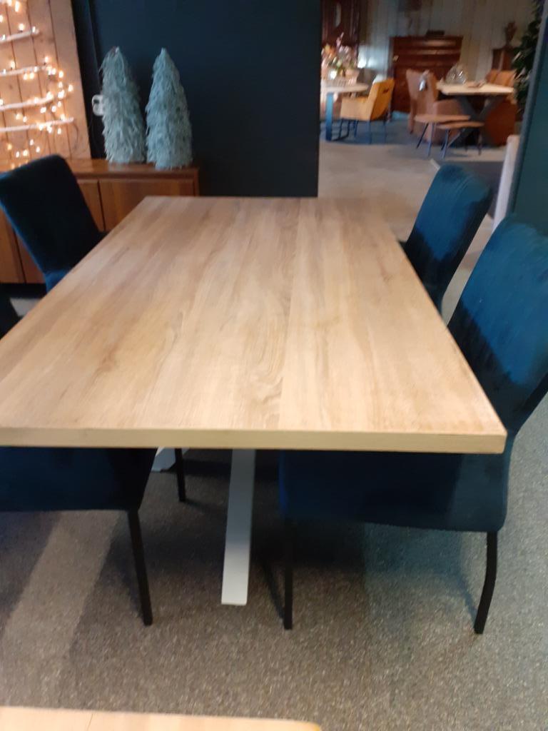 Massief eiken eetafel 240 x100 x 4 ,NIEUW., Ophalen, Recht hoekig, Vijf personen of meer, Eikenhout