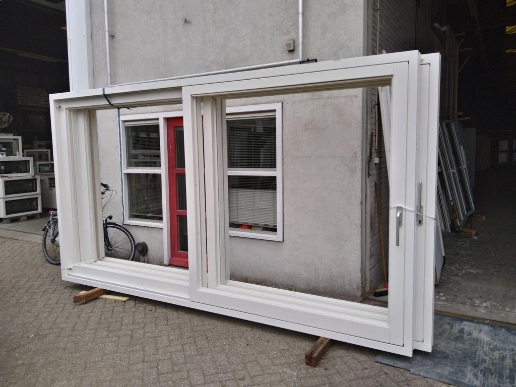 2 x Hardhout schuifpui met 1 schuifdeur 2 vakken, Doe-het-zelf en Verbouw, Ophalen, Nieuw, Buitendeur, Schuifdeur