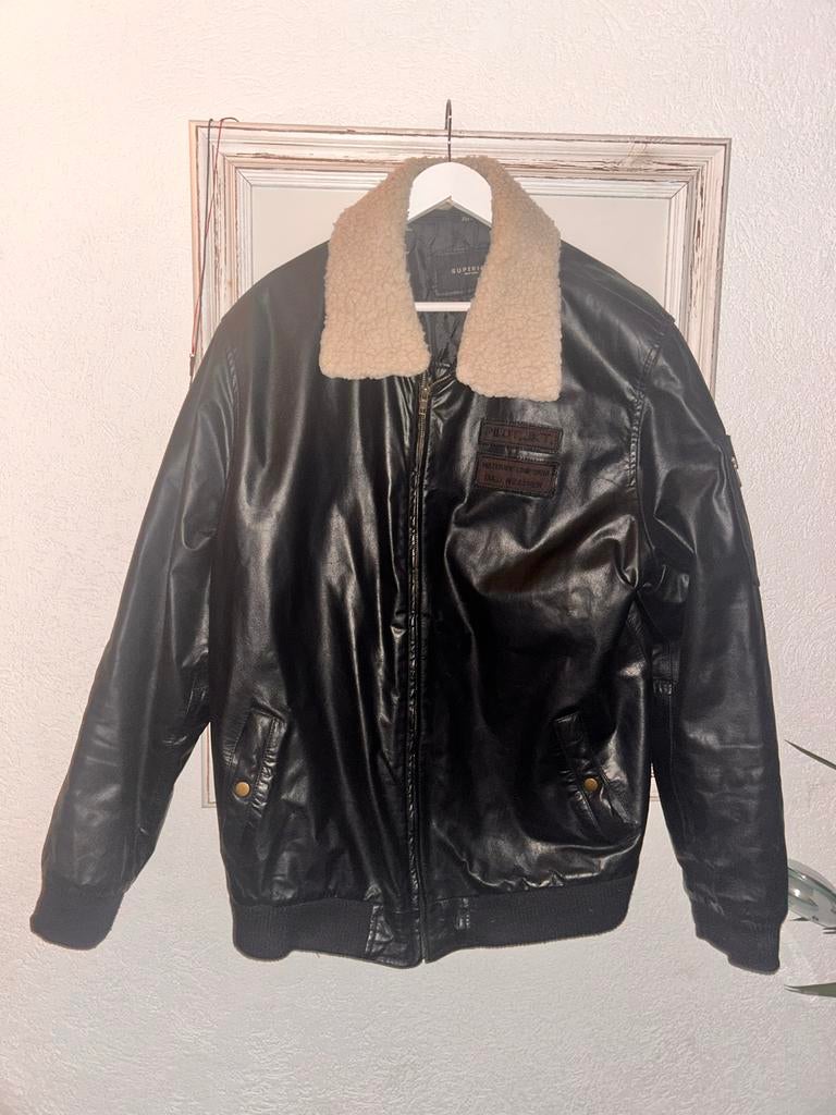 Superior  Piloten Leren Jas XXXL, Kleding | Heren, Ophalen of Verzenden, Zo goed als nieuw, Overige maten, Zwart