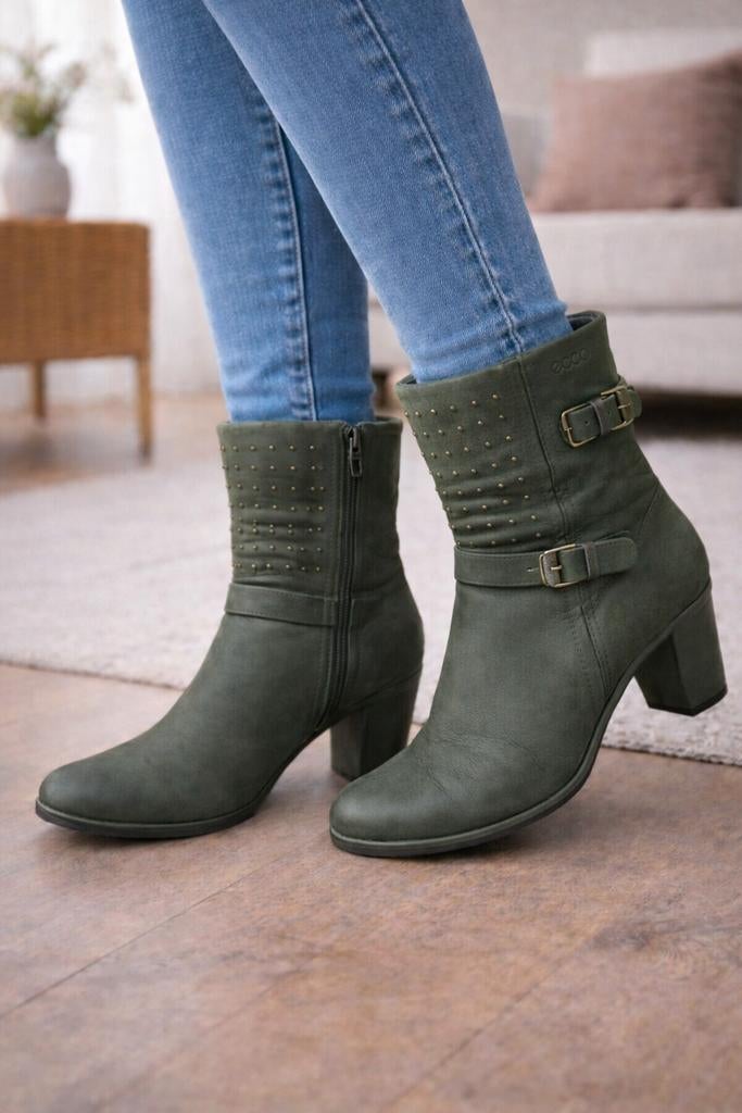 Ecco Laarsjes Maat 37 - groen, Kleding | Dames, Schoenen, Ecco, Lage of Enkellaarzen, Ophalen of Verzenden, Gedragen