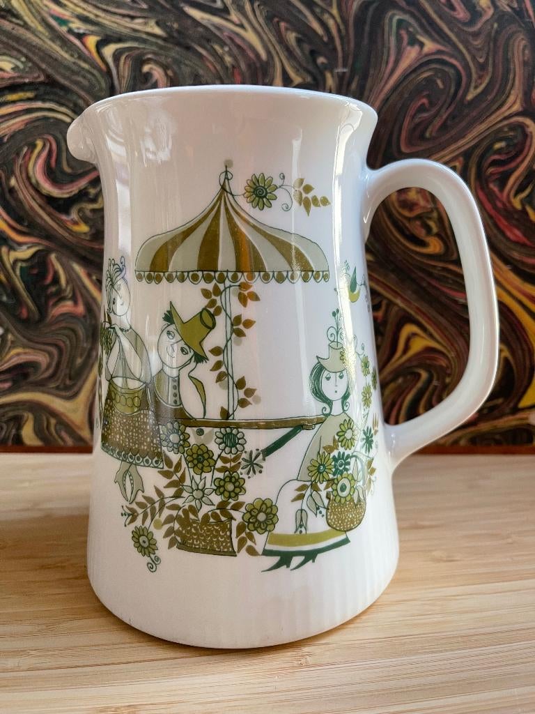 Vintage Figgjo Flint Market Kan Groen met wit, Huis en Inrichting, Keuken | Servies, Overige typen, Ophalen of Verzenden, Zo goed als nieuw