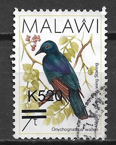 Malawi 2016 Vogel Overdruk nwe waarde spreeuw MISDRUK, Verzenden, Overige landen, Gestempeld