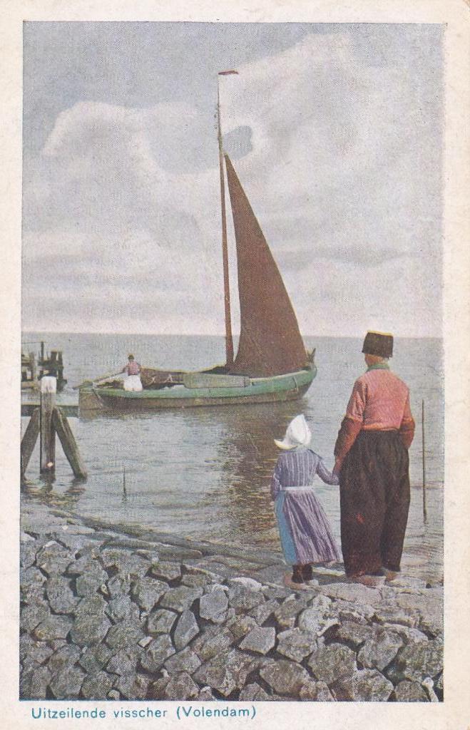 18020 Uitzeilende Visscher Volendam Noord-Holland, Verzenden, 1940 tot 1960, Ongelopen, Noord-Holland