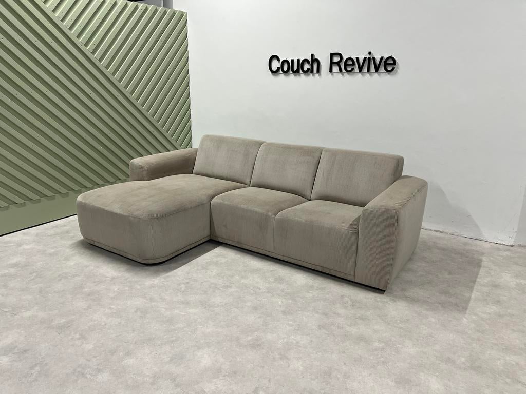 GRATIS LEVERING Z.G.A.N Ribstof hoekbank 255x160 Gereinigd, 250 tot 300 cm, Ophalen of Verzenden, Zo goed als nieuw, 150 cm of meer