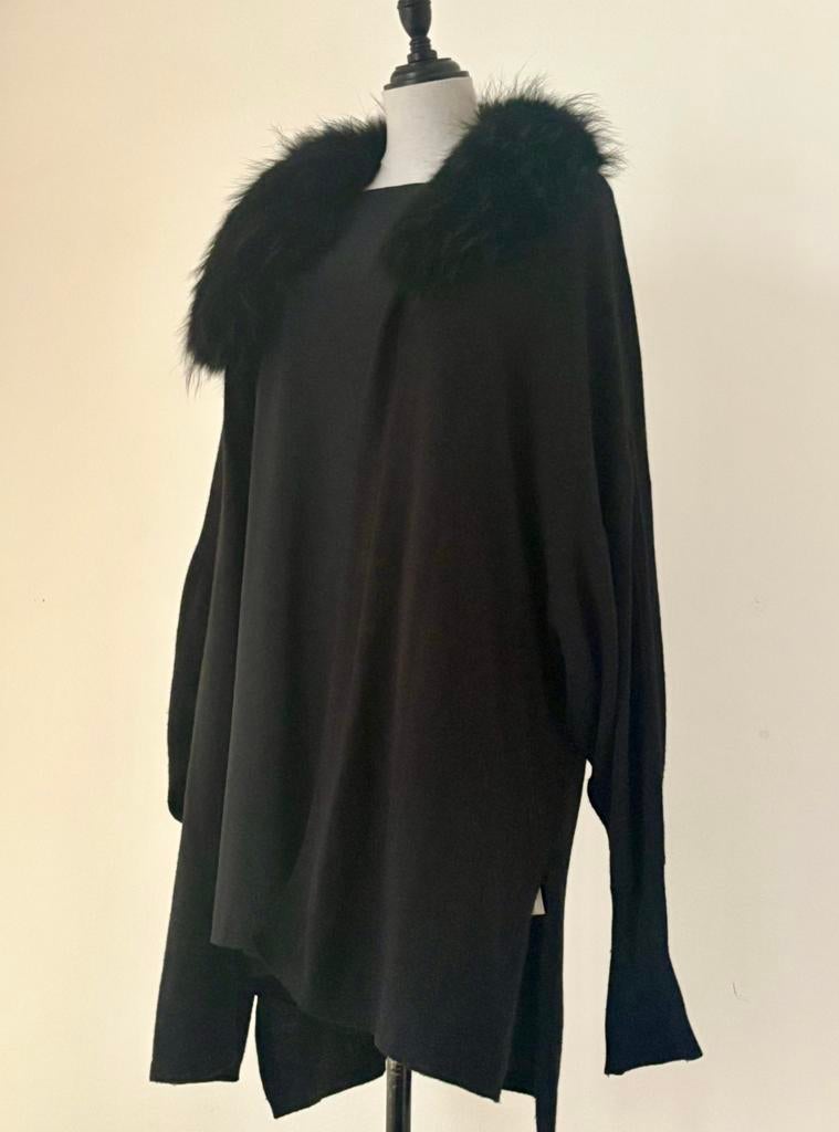 Laurel M40 twv 920,- cashmere,/zijde /wol vst- monteau, vos, Kleding | Dames, Jassen | Winter, Maat 38/40 (M), Laurel, Zwart, Ophalen of Verzenden