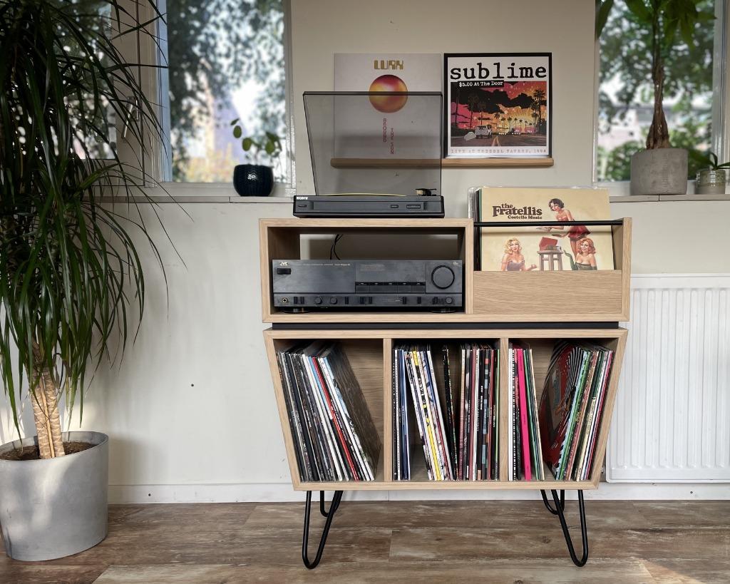 Eiken LP meubel, voor platenspeler, versterker & veel vinyl, Huis en Inrichting, Kasten | Overige, Nienhof 48, 6715 AD, Ede, Nieuw