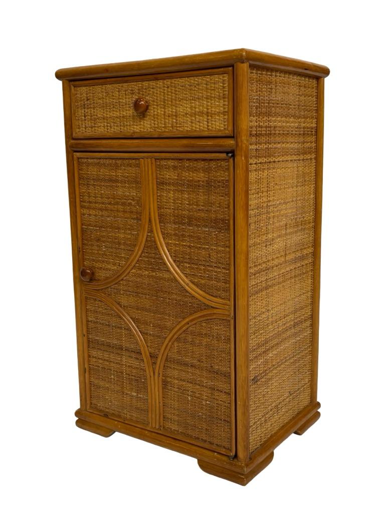 Vintage Boho Rotan Kastje ladekastje jaren 70 design, Ophalen