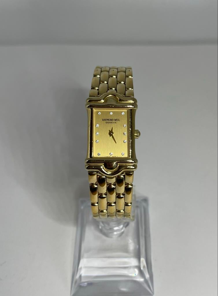 18K Vintage Raymond Weil Genève 12 Diamanten Swiss Made, Sieraden, Tassen en Uiterlijk, Horloges | Dames, Overige merken, Polshorloge