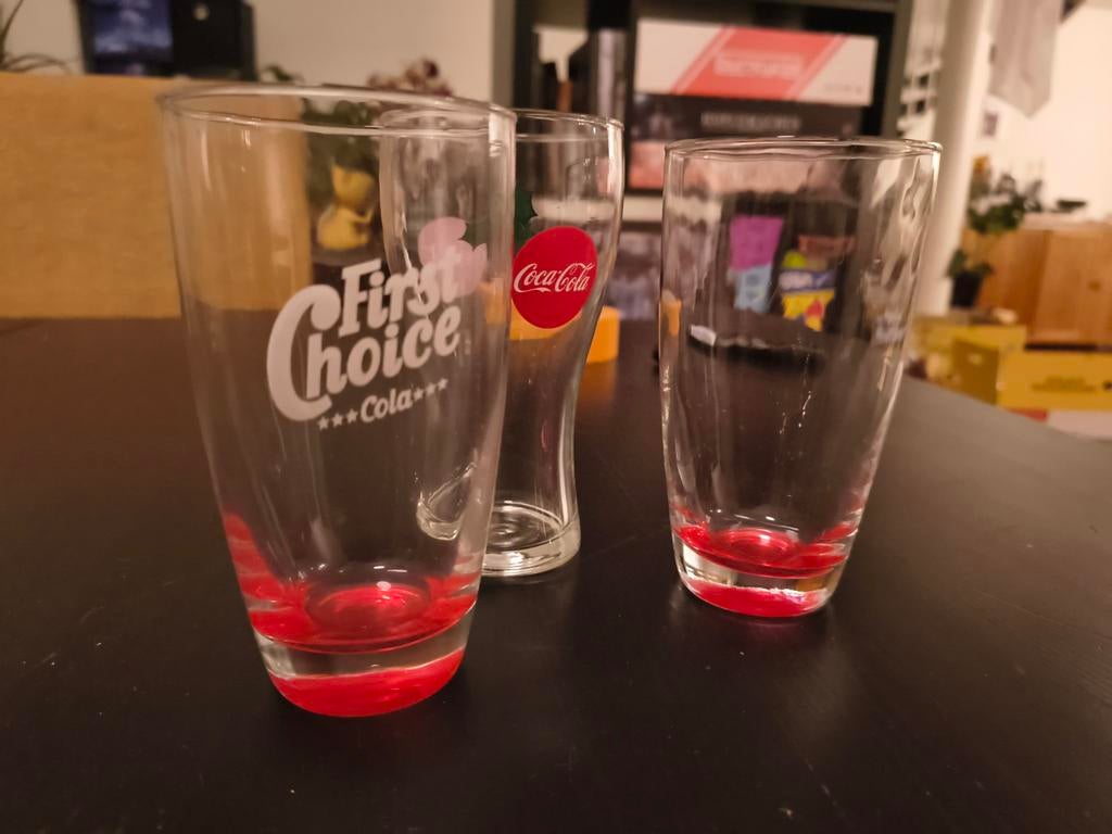 Coca Cola Glazen - Set van 3, Ophalen, Glas of Glazen, Gebruikt, Glas