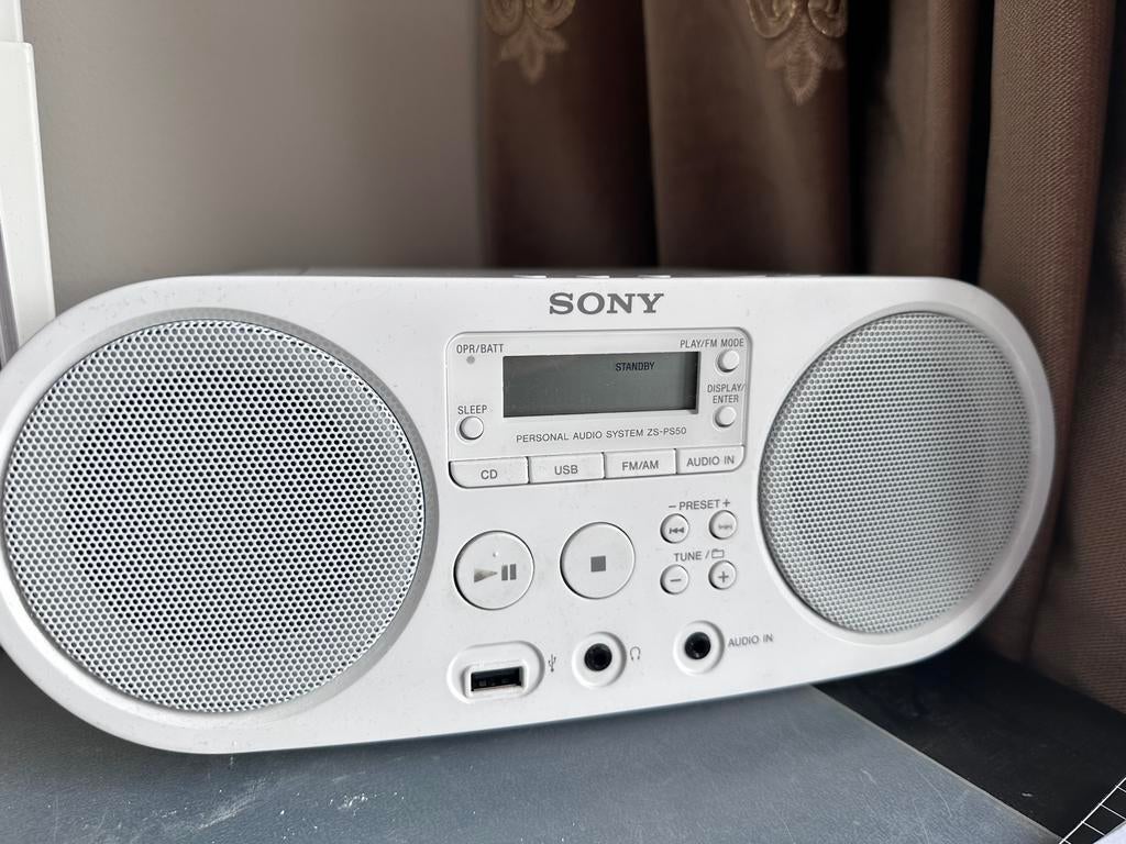 Sony ZS-PS50 Witte radio, Ophalen of Verzenden, Gebruikt, Radio, Met cd-speler