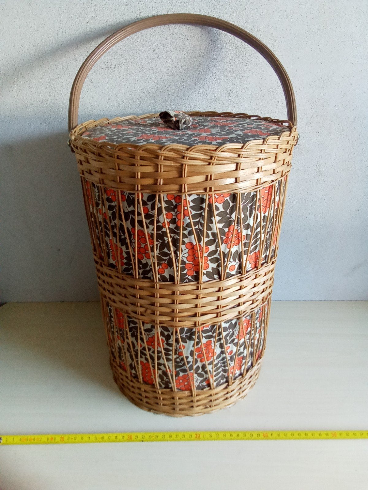 Vintage naaigaren mand, Ophalen of Verzenden, Rond, Riet