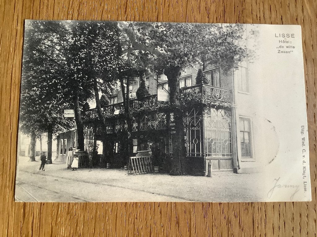 Lisse 1904 café ‘De Witte Zwaan’, Ophalen of Verzenden, Voor 1920, Gelopen, Noord-Holland