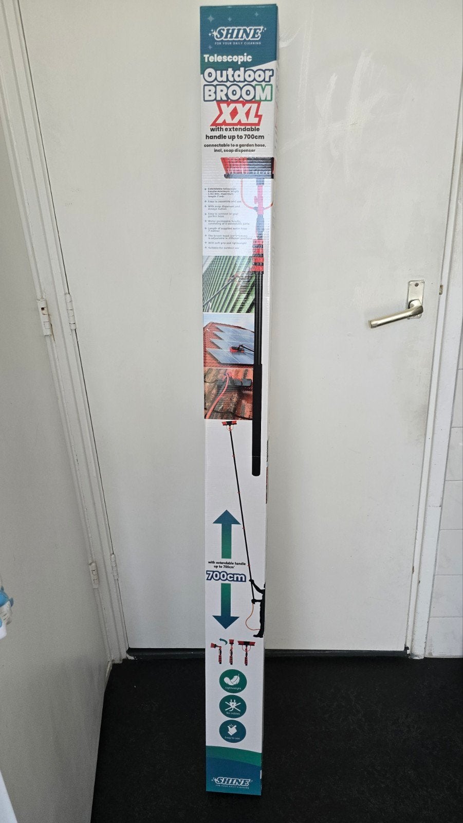 SHINE Telescopische Buitenbezem XXL met Zeepdispenser, Ophalen of Verzenden, Bezem of Borstel