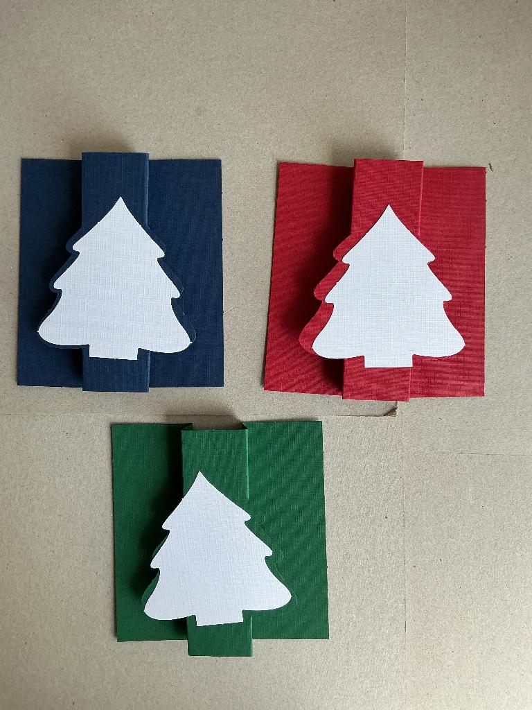 Setje 3 stakaarten met kerstboom, Ophalen of Verzenden, Nieuw, Overige thema's, Overige typen