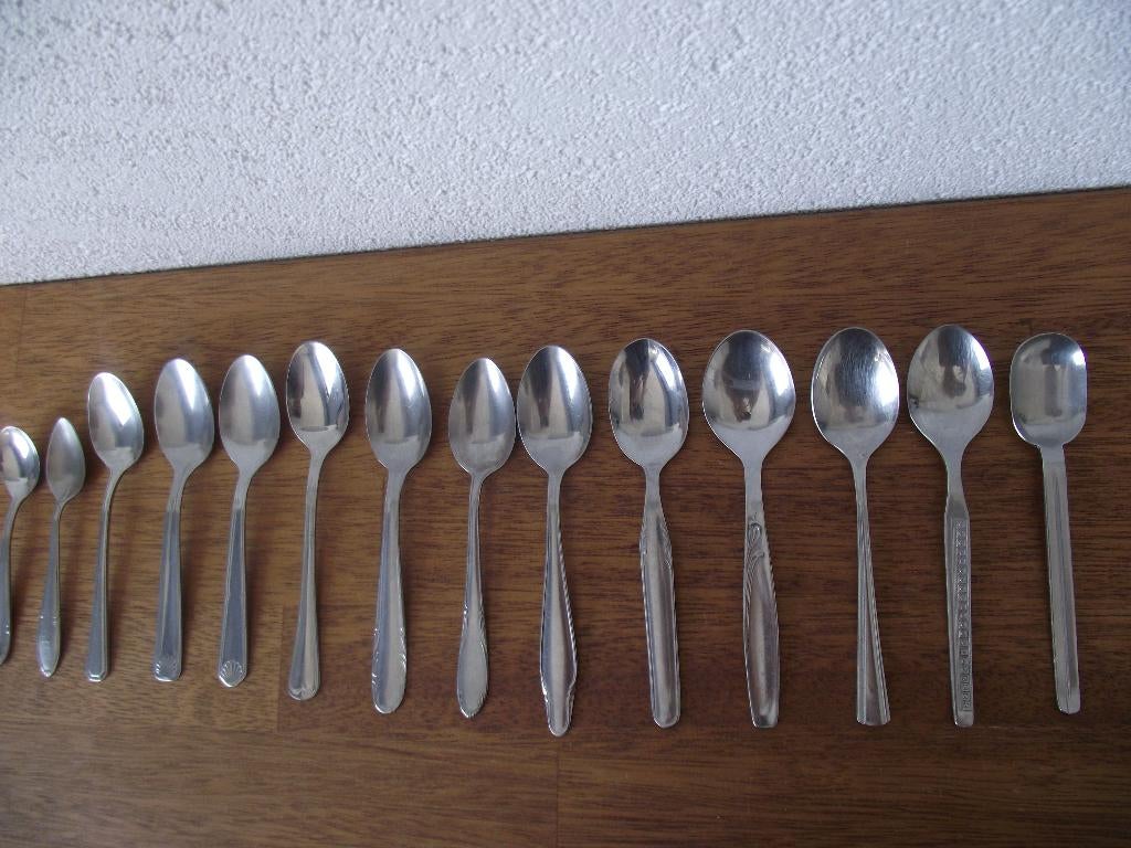 14 vintage RVS decoratie romantisch dessert lepel 14 cm p st, Ophalen of Verzenden
