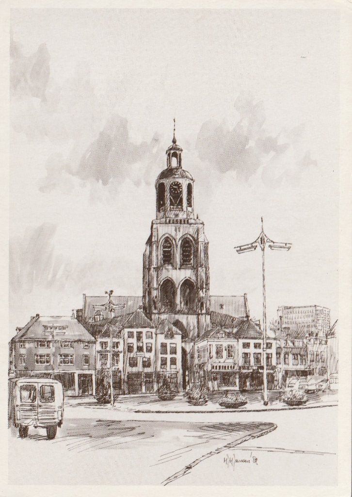 BERGEN OP ZOOM Grote Gertrudis Kerk met Citroën 2 CV gr.f., Verzenden, 1980 tot heden, Ongelopen, Noord-Brabant