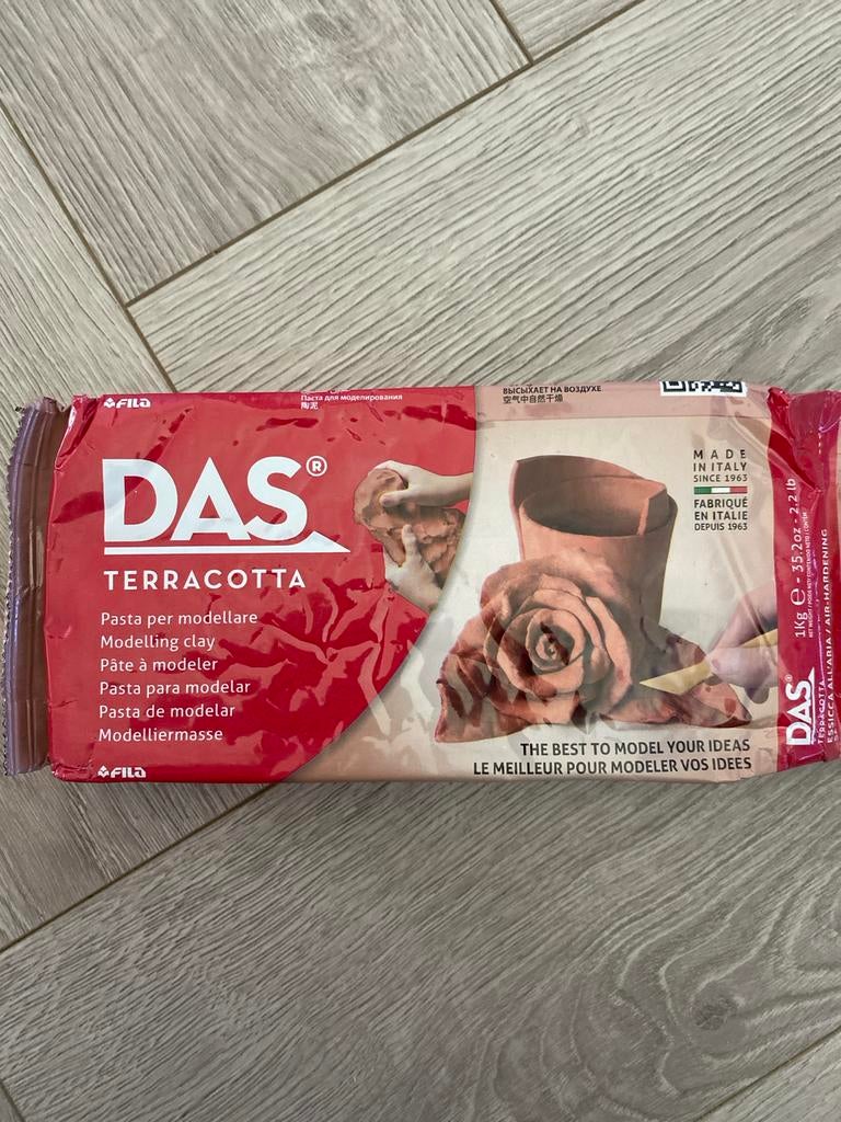 Nieuw Italiaanse DAS Terracotta Klei 1 kg + 8 Gereedschappen, Nieuw, Ophalen of Verzenden, Bruin, Knutselmateriaal