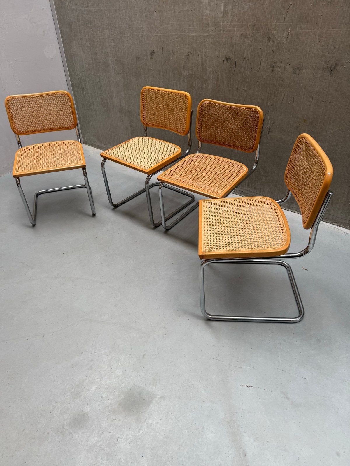 4 Vintage Cesca Stoelen, Marcel Breuer - Made In Italy, Gebruikt, Overige kleuren, Ophalen of Verzenden, Vier