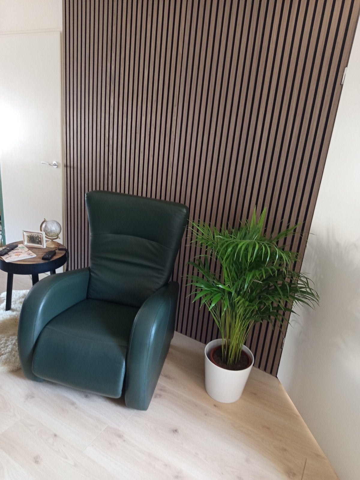 elektrische fauteuil, donker groen leder, oprecht als nieuw, Ophalen, Zo goed als nieuw, 50 tot 75 cm, Leer
