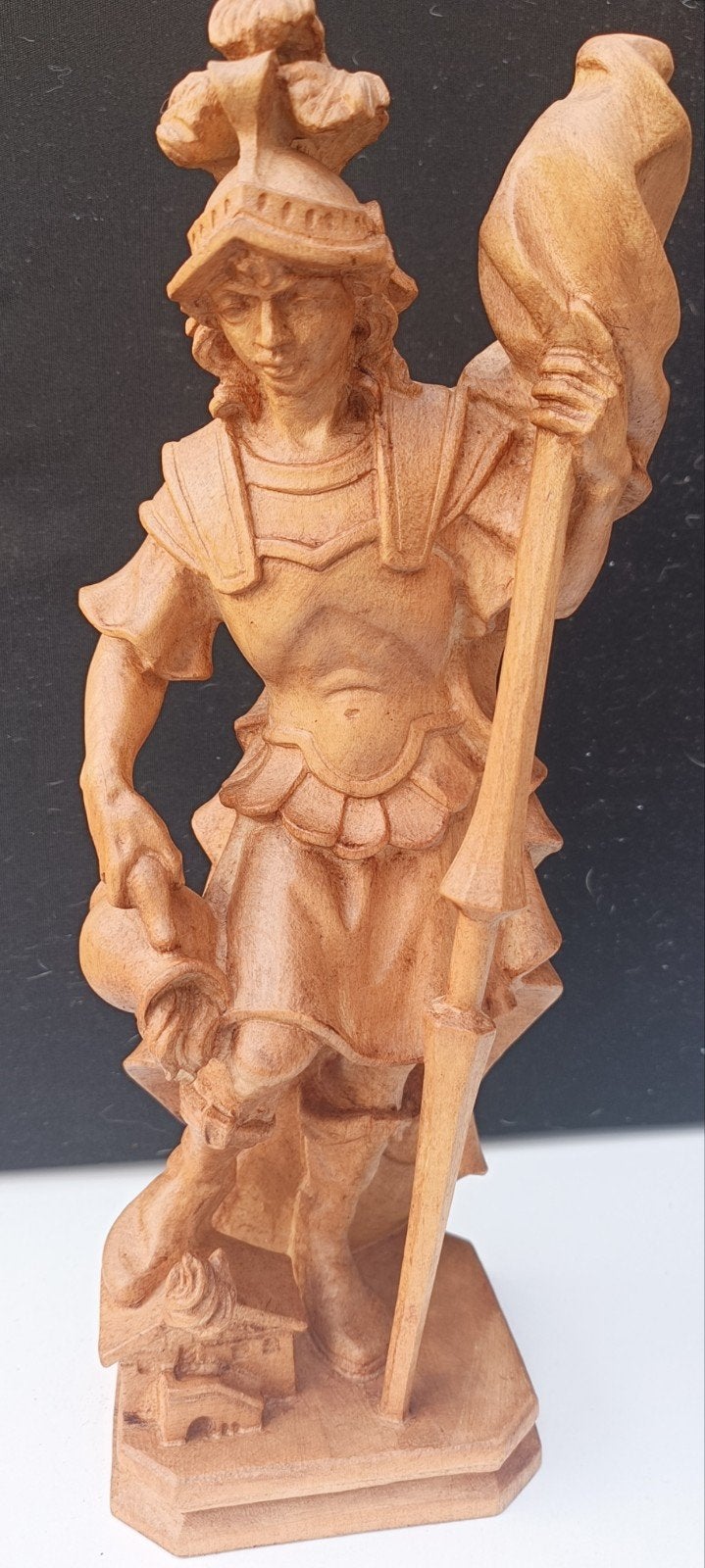 Houten Heilig Beeld Sint Florian, Antiek en Kunst, Antiek | Religie, Ophalen of Verzenden