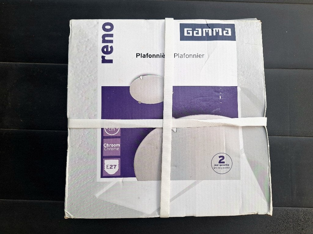 Nieuwe plafondlamp / plafonnière Reno, diameter 26 cm, Ophalen, Nieuw, E27 (groot), Wit