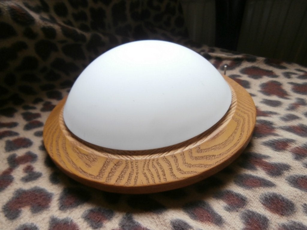 lamp plafonniere wit bruin rand lamp plafondlamp schemerlamp, Ophalen of Verzenden, Zo goed als nieuw, Kunststof