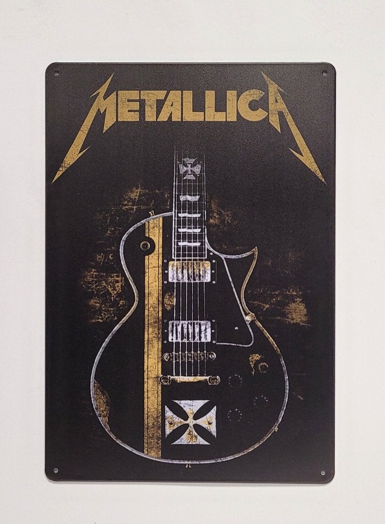 Metallica Gitaar reclamebord van metaal wandbord decoratie, Info@deconoord.nl, Deco Noord, Nieuw, Ophalen of Verzenden